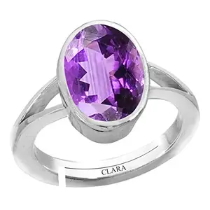 Clara Amethyst 6.5cts or 7.25ratti 92.5 Sterling Silver Adjustable Ring For Women