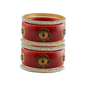 Vidhya Kangan Latest Traditional Stone Stud Acrylic Red Bangle-(banx24474) Size-2.16 For Women and Girls