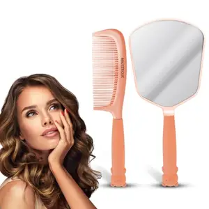 MAJESTIQUE Hair Comb & Handheld Mirror Set – Detangling & Styling Comb with Beauty Mirror for Makeup & Hair Care (2-Piece, Multicolor)