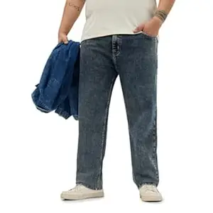 Urbano Plus Men's Regular Fit Heavy Washed Denim Jeans Stretchable
