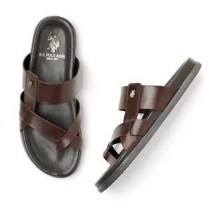 U.S. POLO ASSN. Mens IKER Brown Slippers - (UK9) (US10) (2FD24644K04)