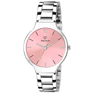Walrus® Pink Dial Analog Metal Chain Wrist Watch for Women