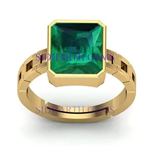 JEMSKART 19.25 Ratti 18.00 Carat Certified Natural Emerald Panna Panchdhatu Adjustable Rashi Ratan Gold Plating Ring for Astrological Purpose Men & Women