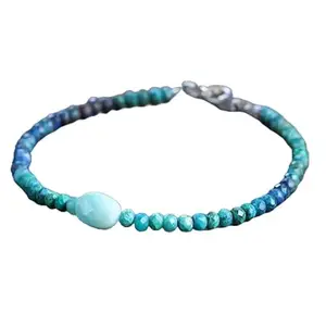 RRJEWELZ Chrysocolla With Amazonite bracelet for men & women - 3.5mm Oval & Rondelle Faceted beads - 7 Inch with Silver plated clasp – Healing, Fashion, Gift, Spiritual, Yoga|LCBR_RR_07318