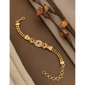 Generic Gold Brass Bracelet | Link for Women | Artificial Stones | Free Size | Bracelets_FS_7fb3zg