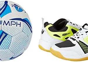 Gowin Court Shoe Staunch White Grey Lime Size 6 with Triumph Handball Rubberised Senior