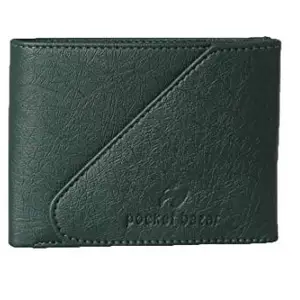 pocket bazar Men's Wallet Green Artificial Leather Wallet (5 Card Slots)