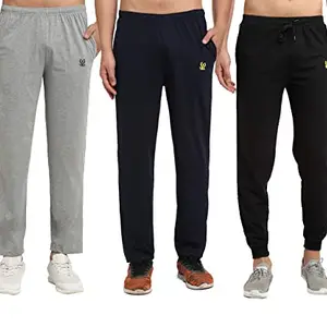 VIMAL JONNEY Cotton Blended Regular Fit Trackpants for Men (Pack of 3)-D10_NVY_MLG_8_BLK_03-M