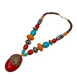 Tibetan Stylish Multi Colors Decorative Handwork Pendent Necklace For Women's & Girls (Niku_Multi_Colors 2)