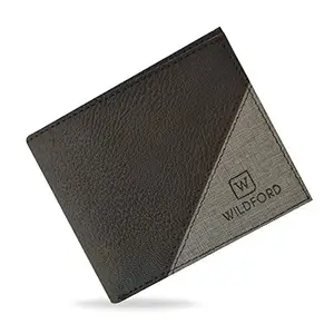 WILDFORD Men's Wallet, Brown-Grey Leatherite (Dual Tone) | Premium Handmade Wallet | Gift Boxed