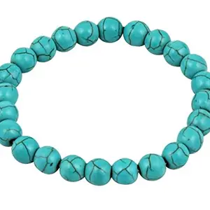 Zoya Gems & Jewellery Firoza/Turquoise Crystal Stone Healing Beaded Bracelet for Men and Women (8 mm)