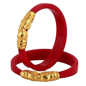 Lucky Jewellery Designer Pair of Reddish Maroon Color Traditional Ethnic Bangles Set for Women (238-J1BG-1706-R2-24)