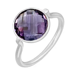 MAHAL JEWELS Checkerboard Cut Amethyst Natural Gemstone 925 Sterling Silver Handmade Jewelry Manufacturer Bezel Setting Ring