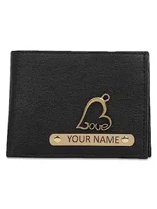Flagbearer 11 Love Men Formal Black Artificial Leather Customized Wallet for Men with Charms, Personalized Name Wallet, Best Birthday Gifts for Men