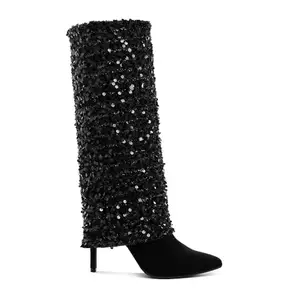 London Rag Sequinned Fold-Over Calf Boots