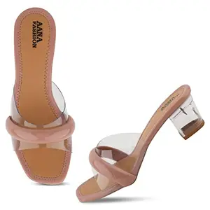 AANA FASHION Women Block Heel Sandal | Women Block Heel | Glass Heel | Sandal for Women | Casual Heel Sandal for Party | Women Footwear