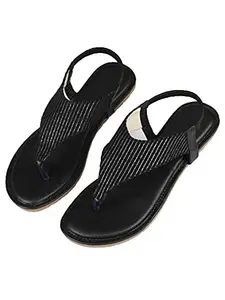 WalkTrendy WalkTrendy Womens Synthetic Black Sandals - 4 UK (Wtwf47_Black_37)