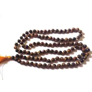Natural Tiger Eye Mala, (10mm), Lab Certified, Provides Strength and Courage, Good Luck.