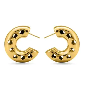 PALMONAS Heart Cutout Hoop Earrings for Womens - Waterproof & Anti-Tarnish
