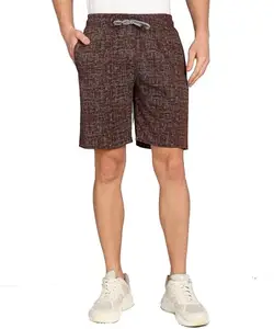 Xfox Men Printed Knee Length Shorts has Side Pockets & drawstringAD12012-COFFEEBROWN_XXL Brown