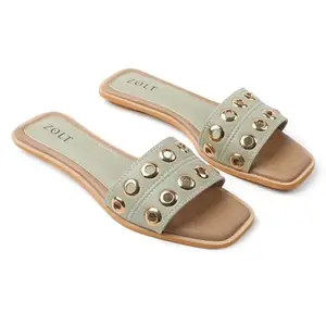 Women's Casual Flat Shoes, Stylish Comfort Design (Green, UK Footwear Size System, Adult, Women, Numeric, 3X-Wide, 11)