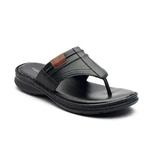 Michael Angelo Synthetic Leather Black V Strap Sandal Highly Comfortable Slippers for Men