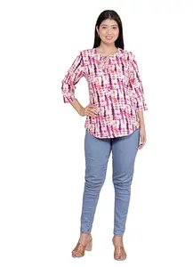 Masiullah stor Women's Cotton Printed Straight 3/4th Sleeves Short Masiullah stor Perfect for Casual, Formal, and Ethnic Wear (Multi-M) Multicolour