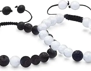 Malas Collection Adjustable Stone Bead Bracelets, His And Hers Touch Bracelet Set