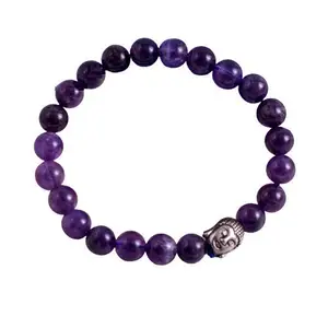 aurrastores Natural Amethyst Bracelet with Buddha Head Crystal Stone Bracelet for Healing and Crystal Healing Stones (LAB CERTIFIED) -3368