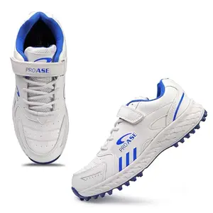 PRO ASE White & Blue Cricket Shoes Stylish Sports Shoes for Men Lightweight Durable Sturdy Stylish Strap Fashion Cricket Shoes for Men & Boys (Size- UK 07)