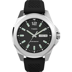 TIMEX Essex Analog Watch for Man with Black Round Dial & Black Silicone Strap Band Water Resistant Men's Wrist Watches - TW2W42900UJ