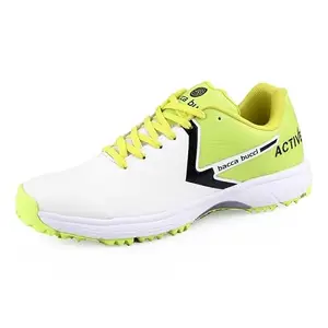 Bacca Bucci Mens Centurion Glide Elite Cricket Shoes - High-Performance, Spike-Enhanced Stability, Dynamic Flex Comfort Fit For Advanced Players White And Green Uk9, Multi
