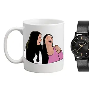 Relish Analog Watch with Best Sister Ever,Printed Ceramic Coffee Mug for Sister's Gift |
