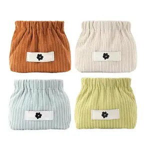 EVOCATIVE Mini Corduroy Elastic Storage Bag Handbags for Women Mini Makeup Bag Corduroy Storage Bag Envelope Cosmetics Storage Self Closing Makeup Pouch, Pocket Cosmetic Bag (Multicolor)