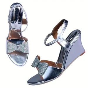SNEAZ Women Stylish Block Heels Fashion Sandals | Casual Comfortable Fancy Heels for Every Occasion (A1T-2545) (Silver, 7)