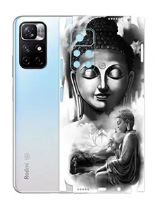 AtOdds - Redmi Note 11T Mobile Back Skin Rear Screen Guard Protector Film Wrap (Coverage - Back+Camera+Sides) (Buddha)