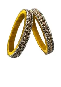 Aisiri Creations Silk Thread Bangles with Kundan work Size - 2.4