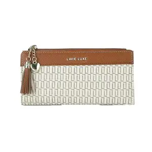 Lavie Lx Mono Synthetic Zipper Closure Women's Wallet (Off White, Large)