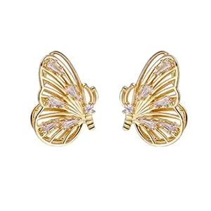 Yellow Chimes Earrings For Women Gold Tone Butterfly Crystal Studded Drop Earrings For Women and Girls