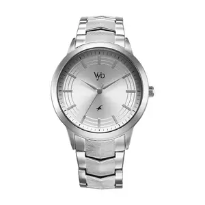 Fastrack Vyb Quartz Analog Silver Dial Steel Sheet Metal Strap Watch for Men-FV30002SM01W