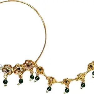 Sherly Fashion Cubic Zirconia Brass Nathiya | Traditional Indian Nose Ring for Women | Elegant & Ethnic Jewelry | Yellow Green