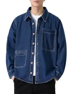 GRECIILOOKS Men’s Casual Denim Shirt's | Full Sleeve Regular Fit Jeans Shirt | Stylish Blue Denim Shirts for Men | Versatile for Everyday Wear