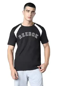 Reebok Men's 100% Cotton Casual T-Shirt | Pure Cotton Soft Breathable Regular Fit Half Sleeve Tee | Round Neck Tshirt| Graphic Tshirt