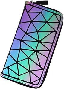 Finetrede Geometric Luminous Purse and Handbag for Women, Multicolour, Holographic Reflective Crossbody Bag and Wallet