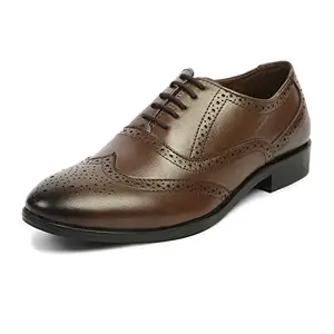 LOUIS STITCH Men's Formal Lace-up Oxford Shoes | Solid Design | Ideal for Formal, Business Casual, and Parties | Solid Brunette Brown | UK Size 08 (RGBG-)