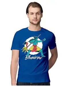 ALLEN BLACK Men's Regular Fit T-Shirt Bhairava - Avatar of Shiva 100% Cotton T-Shirt Royal Blue_SHHIVMEN-Royal Blue L Men Round_