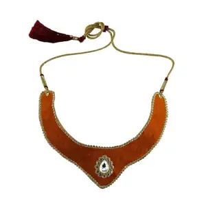 MAYA FASHION Multi Colour Kundun Stud Velvet Necklace Elegant Necklace for Girls & Women | Wedding | Festival All Occasions (Sku-nec6279)