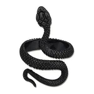 PDY FASHION black color Snake Ring Reptile Serpent Adjustable Open Finger Rings Gothic Cobra Ring Uniquely Stylish (unisex)