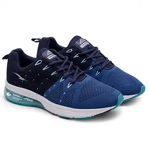 ASIAN Worldcup-03 Navy Firozi Men's Knitted Sports Shoes,Phylon Sports,Ultra-Lightweight, Breathable, Walking, Fabric Running Shoes UK-10