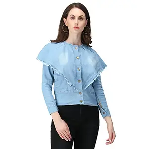 DIMPY GARMENTS Denim Poncho Style Women's Jacket (Light Blue, l)